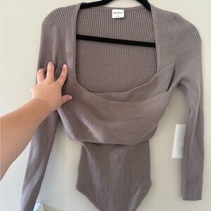 Abercrombie & Fitch Taupe Ribbed Top
